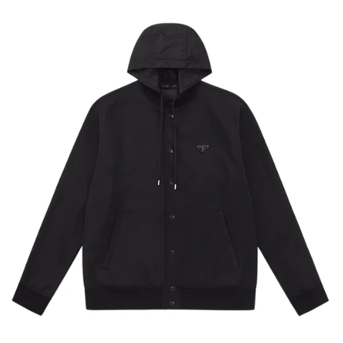 Prada Hooded Collage Jacket Black
